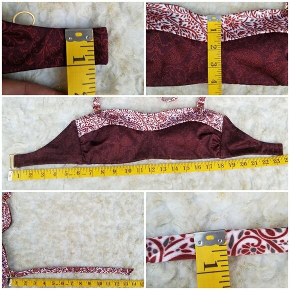 Bandeau Bikini Top Athleta Aqualuxe Batik Size XS Maroon Stretch Convertible EUC - Picture 7 of 11